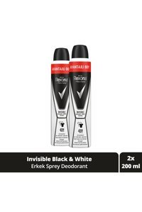 Rexona Men Invisible On Black+White Clothes Pudrasız Ter Önleyici Antiperspirant Sprey Erkek Deodorant 2x200 ml