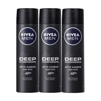 Nivea Deep Dimension Dark Wood Pudrasız Ter Önleyici Antiperspirant Sprey Erkek Deodorant 3x150 ml