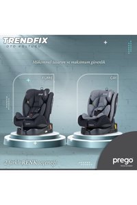 Baby Door Prego Trend Fix Isofixli-Emniyet Kemerli 360 Derece Dönen 0-36 kg Yatabilen Yükseklik Ayarlı Çift Yönlü Oto Koltuğu Gri Siyah