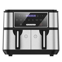 Iceagle Airfryer 9 lt İki Hazneli Izgara Yapan Led Ekranlı Yağsız Sıcak Hava Fritözü Gri
