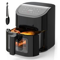 Euary Airfryer 4.5 lt Tek Hazneli Izgara Yapan Led Ekranlı Yağsız Sıcak Hava Fritözü Siyah