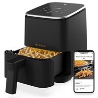 Newlux Air Power V20 Airfryer 5.5 lt Tek Hazneli Izgara Yapan Led Ekranlı Yağsız Sıcak Hava Fritözü Siyah