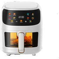 Qjqian Airfryer 6 lt Tek Hazneli Led Ekranlı Yağsız Sıcak Hava Fritözü Beyaz