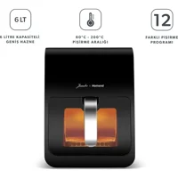Jumbo X Homend AirFryday 2507H Airfryer 6 lt Tek Hazneli Izgara Yapan Led Ekranlı Fritöz Siyah
