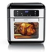 Arendo Gs-Sıelgel Airfryer 10 lt Tek Hazneli Izgara Yapan Led Ekranlı Sıcak Hava Fritözü Gri