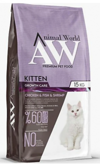 Animal World Balıklı Karidesli Tavuklu Tahıllı Yavru Kuru Kedi Maması 15 kg