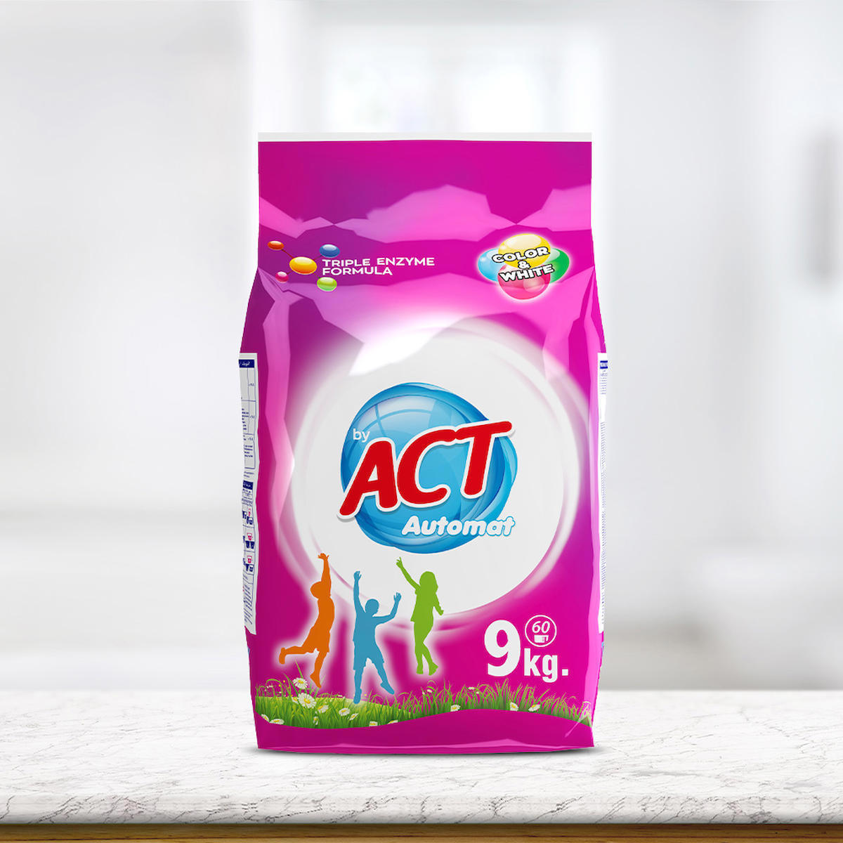 Act Automat Renkliler ve Beyazlar İçin 60 Yıkama Toz Deterjan 9 kg