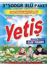 Yetiş Elde Yıkama Renkliler ve Beyazlar İçin Yıkama Toz Deterjan 3x500 gr