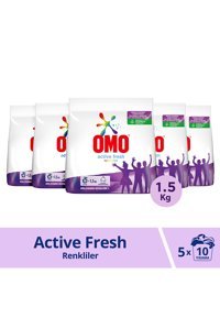 Omo Active Fresh Renkliler İçin 50 Yıkama Toz Deterjan 5x1.5 kg
