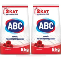 Abc Matik Gül Tutkusu Renkliler ve Beyazlar İçin 106 Yıkama Toz Deterjan 2x8 kg