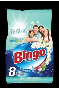 Bingo Matik Festival Renkliler ve Beyazlar İçin 53 Yıkama Toz Deterjan 8 kg