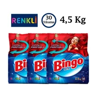 Bingo Matik Konsantre Eko Renkliler İçin 30 Yıkama Toz Deterjan 3x1.5 kg