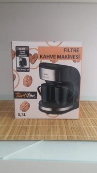 Tantitoni Plastik Filtreli Bardaklı 0.3 L Hazne Kapasiteli 2 Fincan Mini 450 W Siyah Filtre Kahve Makinesi