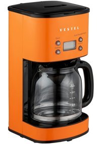 Vestel Plastik Filtreli Karaf 1.5 L Hazne Kapasiteli 12 Fincan 1000 W Turuncu Filtre Kahve Makinesi