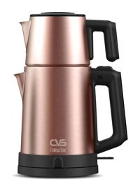Emsan Bella Gusto Çelik Demlikli 1800 W Işıklı Çelik Gövdeli Gri Retro Çay Makinesi