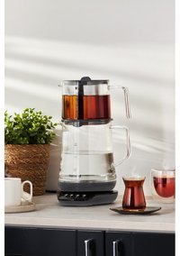 King KCM 331 Cam Demlikli 1800 W Cam Gövdeli Kırmızı Çay Makinesi