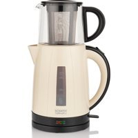 Schafer Optimal Plus Otomatik Cam Demlikli 1800 W Işıklı Çelik Gövdeli Krem Retro Çay Makinesi