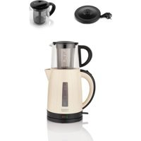 Schafer Optimal Plus Otomatik Cam Demlikli 1800 W Işıklı Çelik Gövdeli Siyah Retro Çay Makinesi