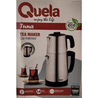 Quela Tuna Otomatik Çelik Demlikli 1800 W Işıklı Çelik Gövdeli İnox Retro Çay Makinesi