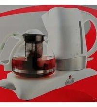 King K 2018 Tealife Cam Demlikli 2000 W Plastik Gövdeli Beyaz Çay Makinesi