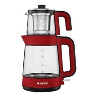 Arçelik CM 6964 Cam Demlikli 1900 W Işıklı Cam Gövdeli Kırmızı Çay Makinesi