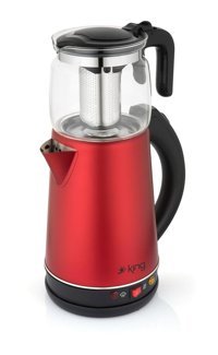 King K 8500 Cam Demlikli 1800 W Plastik Gövdeli Kırmızı Çay Makinesi