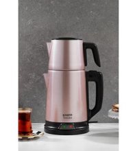Schafer Teelike Otomatik Çelik Demlikli 1800 W Işıklı Çelik Gövdeli Rose Gold Retro Çay Makinesi