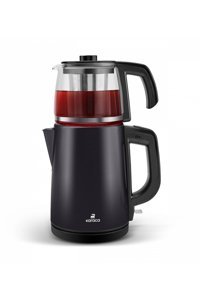 Karaca Tea Glass Cam Demlikli 1650 W Işıklı Çelik Gövdeli Siyah Çay Makinesi