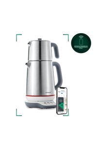 Nikadu Konuşan Otomatik Çelik Demlikli 1800 W Işıklı Çelik Gövdeli İnox Retro Çay Makinesi