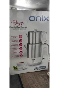 Onix Otomatik Çelik Demlikli 1650 W Işıklı Çelik Gövdeli İnox Retro Çay Makinesi