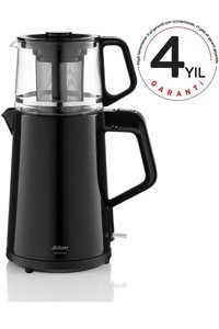 Arzum AR 3101 cc Gusto Cam Demlikli 1900 W Işıklı Cam Gövdeli Siyah Çay Makinesi