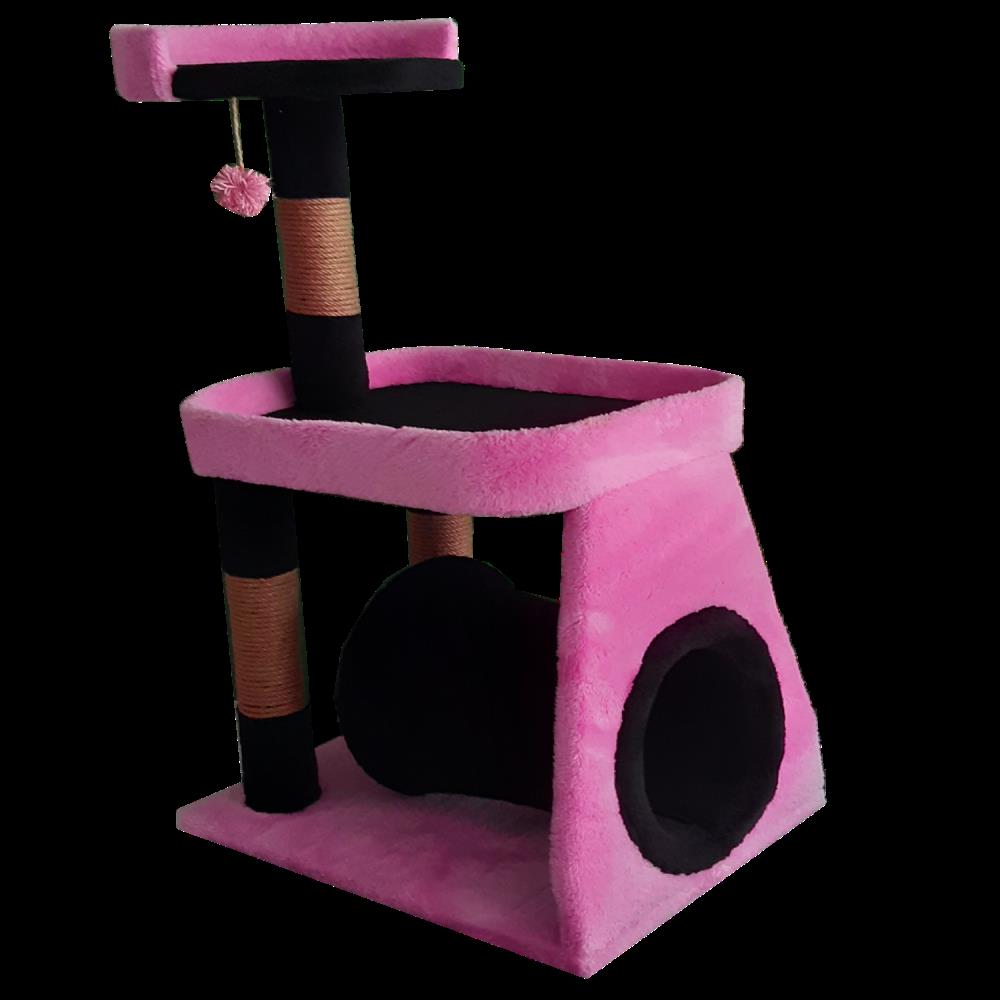 Nusrat Bilişim Tünel Tek Katlı İç Mekan Kumaş Kedi Evi Pembe Siyah