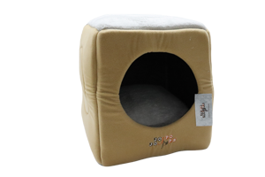 Jojo Pops Küp Tek Katlı İç Mekan Kumaş Kedi Evi Açık Kahverengi