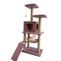 Nursoft Dikey Çok Katlı İç Mekan Ahşap Kedi Evi Gül Kurusu