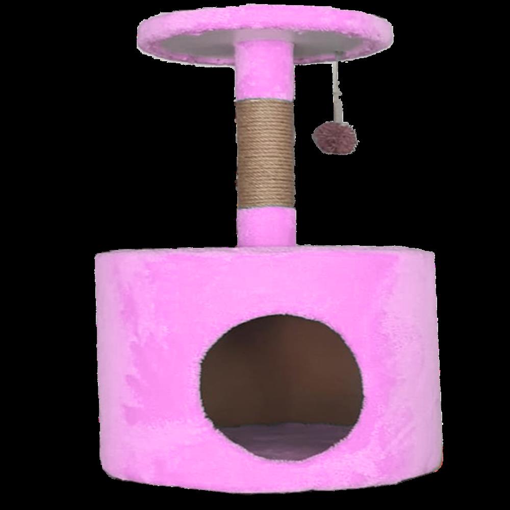 Nusrat Bilişim Silindir Tek Katlı İç Mekan Kumaş Kedi Evi Pembe