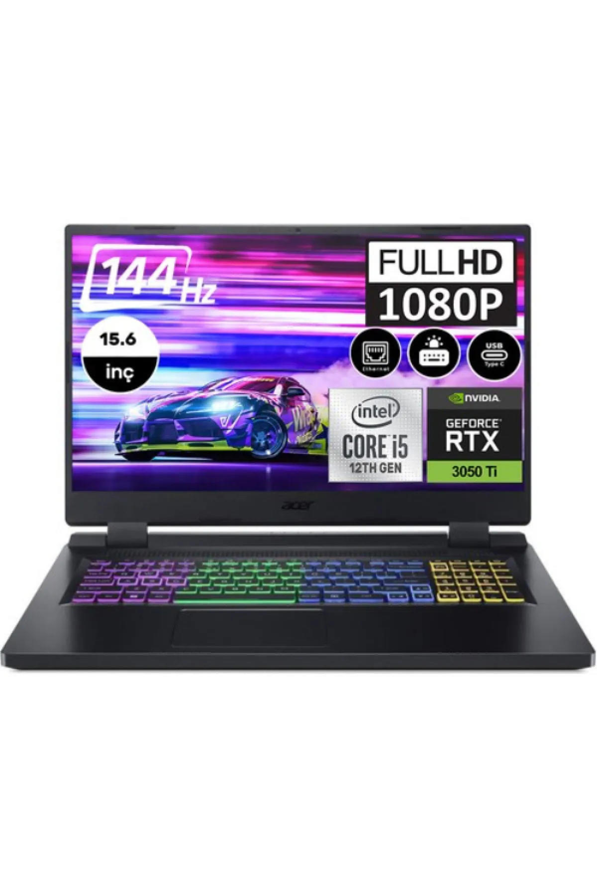 Acer Nitro 5 AN515-58 W11H NH.QFLEY.001 Harici GeForce RTX 3050 Ti Intel Core i5 16 GB Ram DDR4 1 TB SSD 15.6 inç Full HD Windows 11 Home Gaming Notebook Laptop