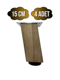 Kale Eğimli Ayarlı Ahşap Ayak Mobilya Masa ve Dolap Ayağı(15CM)(4 ADET)(KOYU CEVİZ)(CEVİZ AĞACI)