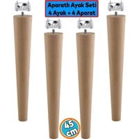 Nzb 4 Adet Aparatlı Ahşap Mobilya Ayağı 45 cm Sehpa Zigon Orta Masa Puf Tabure Tv Ünitesi Ayakları M8