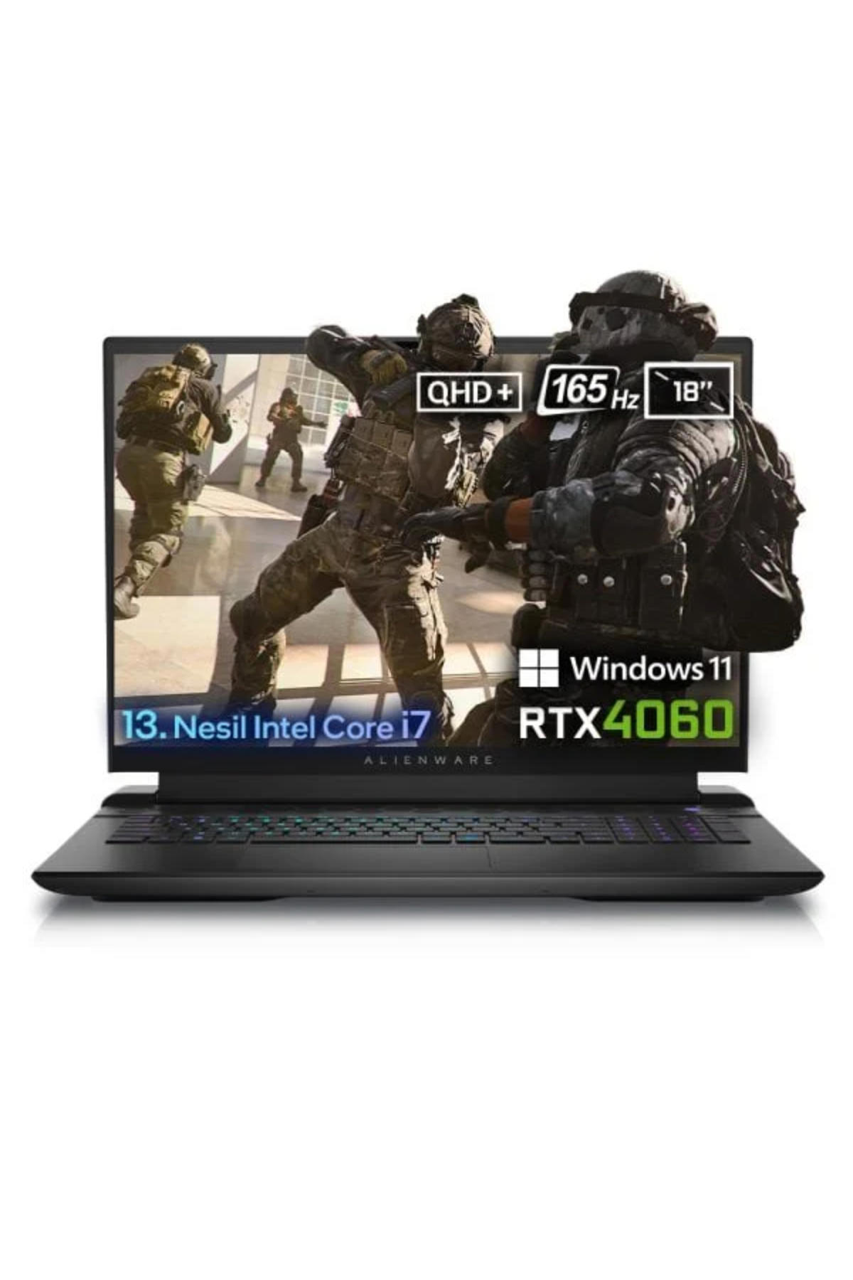 Dell Alienware M18 R1 AWM18I7X80WH Harici GeForce RTX 4060 Intel Core i7 64 GB Ram DDR5 2 TB SSD 18 inç QHD+ Windows 11 Home Gaming Notebook Laptop