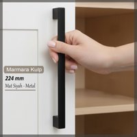 Glaswen Marmara Kulp 224 mm Siyah Mutfak Kulpu Çekmece Dolap Kapak Kulbu Metal Mobilya Dolabı Kulpları