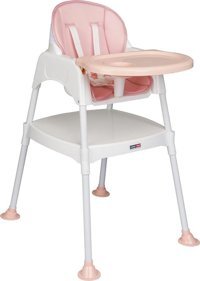 Tommybaby Plastik Emniyet Kemeri Tepsili Katlanır Portatif Mama Sandalyesi Pembe