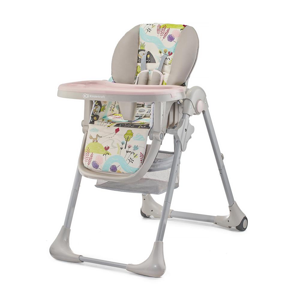 Kinderkraft Tastee Metal Emniyet Kemeri 15 kg Kapasiteli Tekerlekli Tepsili Katlanır Mama Sandalyesi Gri