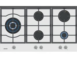 Simfer 3916 Beyaz Cam 5 Gözlü Wok Gözlü Gazlı Ankastre Ocak
