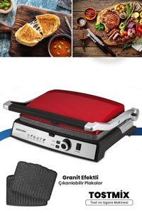 Goldmaster Tostmix 6 Dilim Döküm Çıkarılabilir Plaka 2000 W Izgara Kırmızı Tost Makinesi