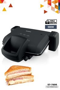 Goldmaster ST7400 6 Dilim Teflon Çıkarılabilir Plaka 1800 W Izgara Siyah Tost Makinesi