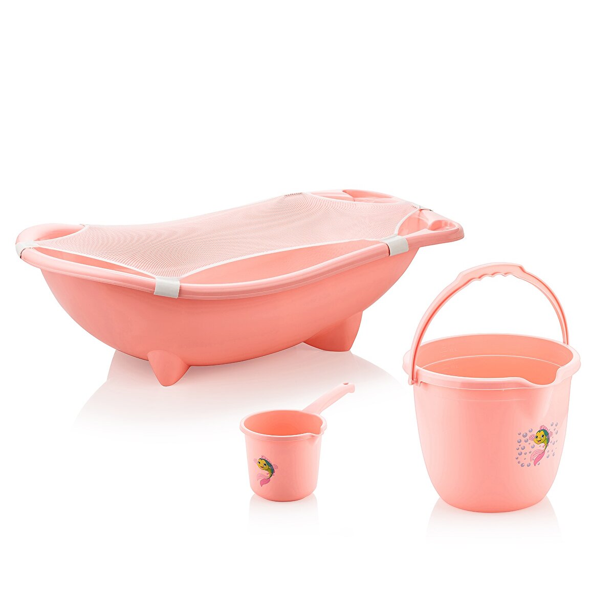 Baby Plus Fileli Ayaklı Pembe Bebek Küveti Seti