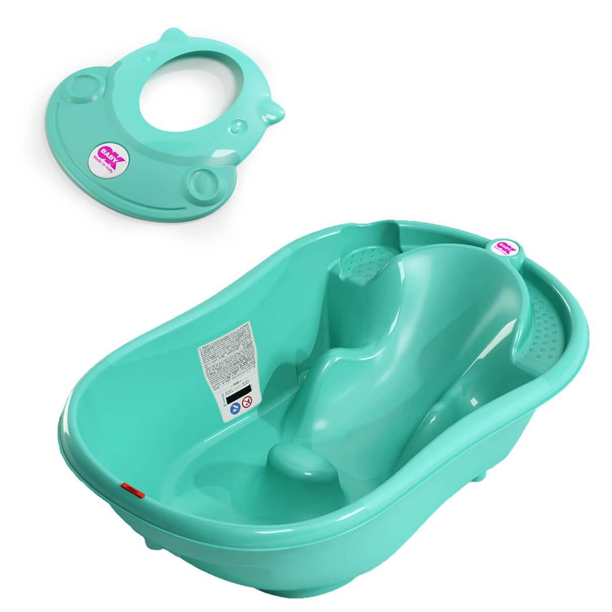 OkBaby Onda Turkuaz Bebek Küveti + Hippo Banyo Siperliği