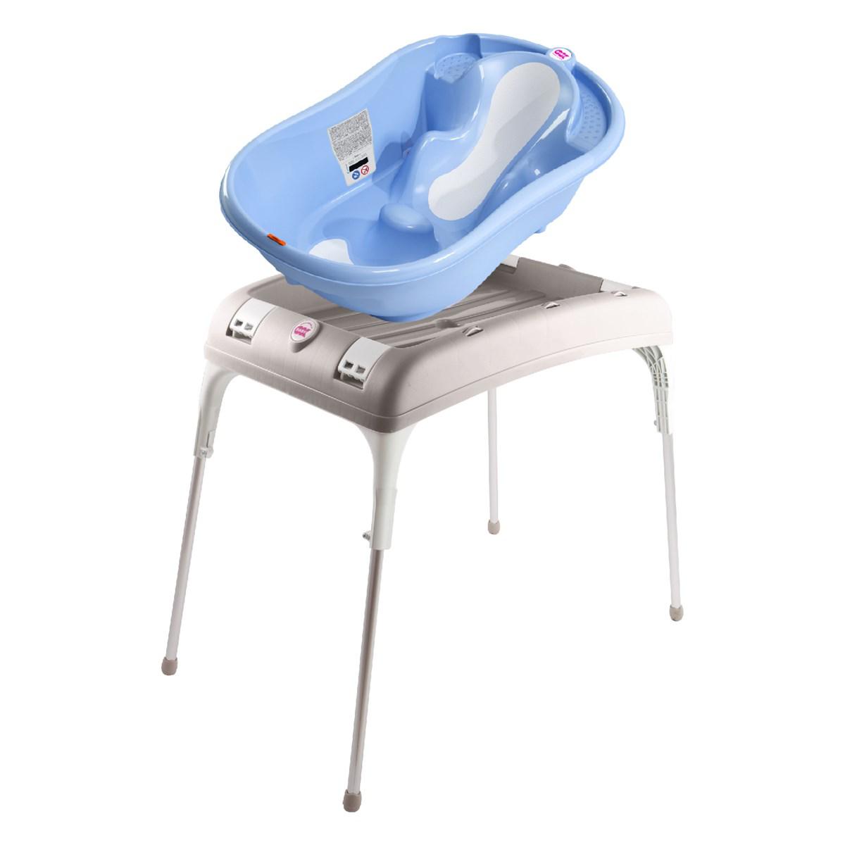 OkBaby Onda Evol Ayaklı Mavi Bebek Küveti + Küvet Taşıyıcı