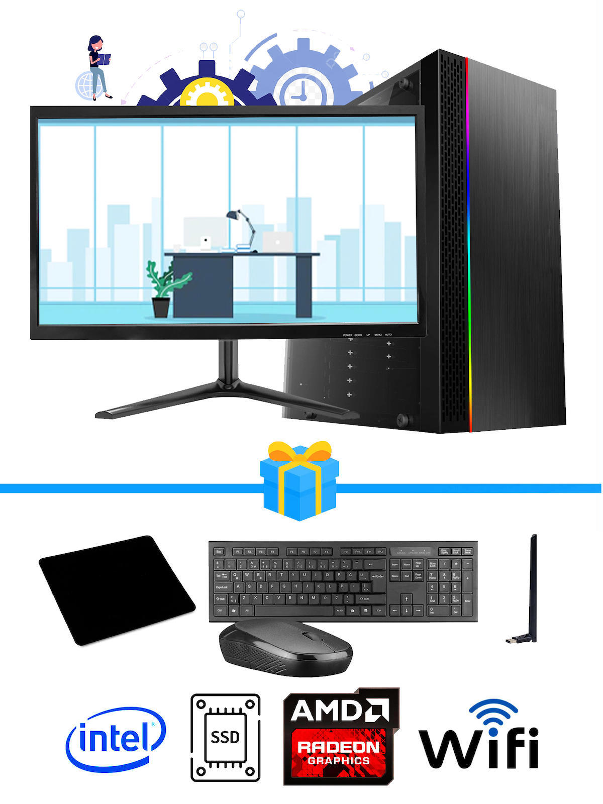 Ramtech Workforce OF310-173 Harici Radeon R5 230 Ekran Kartlı AMD Ryzen 7 i3 10100F 16 GB Ram DDR4 256 GB SSD Mid Tower
FreeDos Masaüstü Bilgisayar