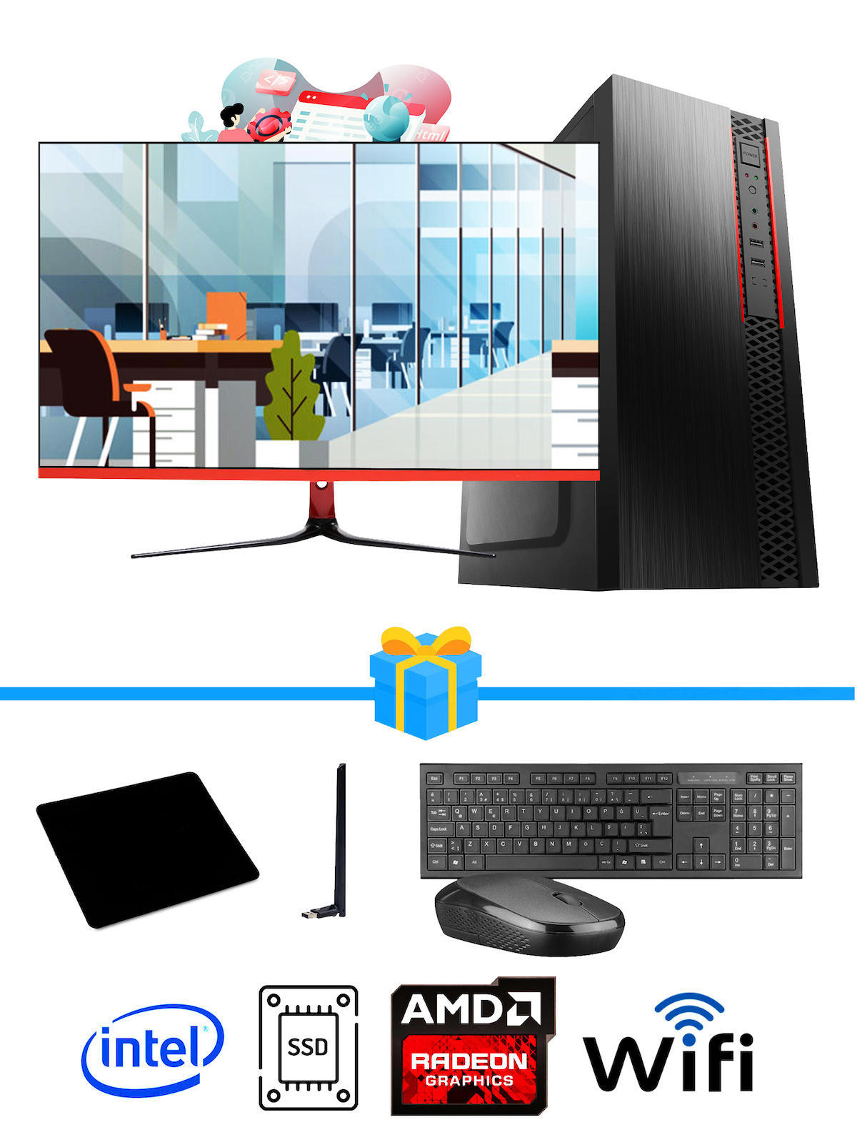 Ramtech Workforce OF310-210 Harici Radeon R5 230 Ekran Kartlı AMD Ryzen 7 i3 10100F 16 GB Ram DDR4 512 GB SSD Mid Tower
 FreeDos Masaüstü Bilgisayar